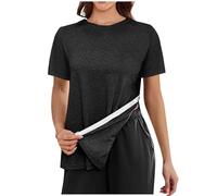 Maglietta Donna,Camicie Post-Spalla per Donne Top 3/4 Strappati Dopo Camicie con Polsini Abbigliamento per chemioterapia Top Senza Spalline Maniche Lunghe (Black, M).