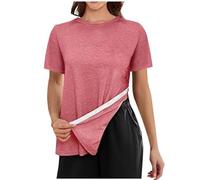 Maglietta Donna,Camicie Post-Spalla per Donne Top 3/4 Strappati Dopo Camicie con Polsini Abbigliamento per chemioterapia Top Senza Spalline Maniche Lunghe (Hot Pink, L).
