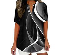 Maglietta Donna Cotone a Righe Maglietta Donna Oversize a Maniche Corte con Scollo a V Magliette Casual Allentate Pullover Top Maglietta Estiva Donna Magliette in Classico Donna Traspirante Casual Top