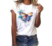 Maglietta Donna Estive Bianca Tshirt Girocollo Manica Corta in Cotone Moda Basic Maglietta Bianca Donna Abbigliamento Sportivo Top a Maniche Morte