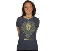 Maglietta Donna Filigrana Crest Della Alleanza Warcraft, Grande (Navy Melange)