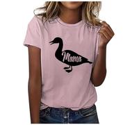Maglietta donna girocollo casual divertente stampa animale, manica corta 1 donna sexy, Colore: rosa., L