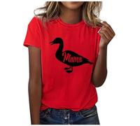 Maglietta donna girocollo casual divertente stampa animale, manica corta 1 donna sexy, Colore: rosso, S