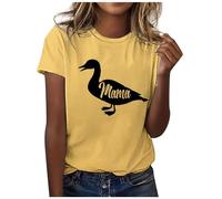 Maglietta donna girocollo casual divertente stampa animale, manica corta 1 donna sexy, giallo., S