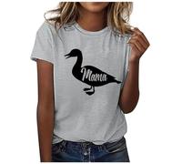Maglietta donna girocollo casual divertente stampa animale, manica corta 1 donna sexy, grigio., L
