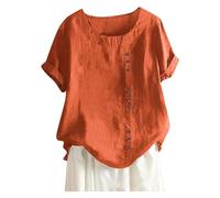 Maglietta Donna Lunghe Lino, Maglie Donna Estive, Top Casual a Maniche Lunghe Camicie Autunnali Camicette Casual Allentate, Top Donna con Maniche a 3/4 Camicia Floreale da Donna