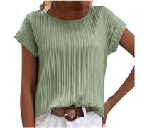 Maglietta Donna Manica Corta Estive T Shirt Casual Maglia Elegante Girocollo Tinta Unita Magliette Testurizzato T-Shirt Basic Top Camicia Maglietta Donna Offerta 2024 per Estate e Traspirante