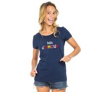 Maglietta Donna Maniche Corte Tata D'Amore Colorata Colore Blu