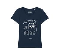 Maglietta Donna Maniche Corte T'Preoccupato Je Gere Colore Blu Navy