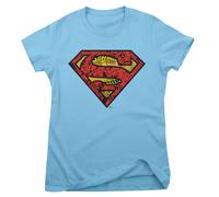 Maglietta Donna Mash-Up Con Scudo Di SUPERMAN Con Licenza Ufficiale
