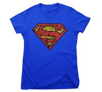 Maglietta Donna Mash-Up Con Scudo Di SUPERMAN Con Licenza Ufficiale