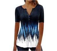 Maglietta Donna Stampata a Manica Corta Henley deale per Aperitivi con Gli Amici, Eventi Casual o Come Regalo, Eleganti, Comode, in Cotone, Scollo a V, Top Basic Donna Estive 2025 Offerta Lampo