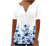 Maglietta Donna Stampata a Manica Corta Henley deale per Aperitivi con Gli Amici, Eventi Casual o Come Regalo, Eleganti, Comode, in Cotone, Scollo a V, Top Basic Donna Estive 2025 Offerta Lampo