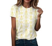 Maglietta Donna Tinta Unita Grande Casual Girocollo Divertente Stampato Manica Corta Pantaloncini Bianchi Donna, bianco, XL