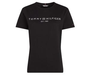 Maglietta Donna Tommy Hilfiger Regular Corp Logo C-NK SS - Nero (M)