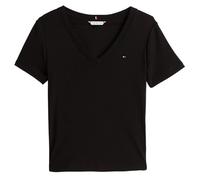 Tommy Hilfiger T-Shirt Maniche Corte Donna New Slim Cody V-Neck Scollo a V, Nero (Black), L