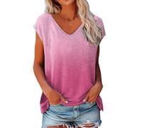 Maglietta Donna - Women cap Sleeve Summer Casual Tops V Neck Solid Color Casual Shirts Loose Fit Blouse Maglietta Bianca Donna Magliette Blusa T Shirt Polo Manica Corta Maglia Maniche Corte