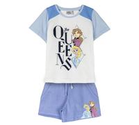Maglietta e pantaloncini Frozen - Bianco e blu - Taglia 5 anni - Realizzati in cotone e poliestere 220 g/m2 - Stampa di Elsa e Anna - Prodotto originale disegnato in Spagna