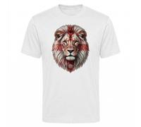 Maglietta England St George Flag Lion Face bianca Inghilterra tifoso di...