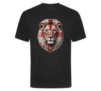 Maglietta England St George Flag Lion Face nera Inghilterra tifoso di...