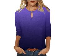 Maglietta Estiva a Maniche 3/4 Abbigliamento Donna Estivo Magliette con Tinta Unita Tops Girocollo Tunica Tops Sciolto Classica Tee Shirt per la Primavera e L'Estate Leggera Confortevole e Traspirante