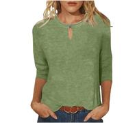 Maglietta Estiva a Maniche 3/4 Abbigliamento Donna Estivo Magliette con Tinta Unita Tops Girocollo Tunica Tops Sciolto Classica Tee Shirt per la Primavera e L'Estate Leggera Confortevole e Traspirante