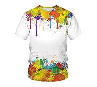 Maglietta estiva a maniche corte da uomo leggera con motivo 3D stampato a maniche corte T-shirt casual con grafica per sport indoor outdoor vita quotidiana, Giallo, 5XL