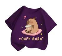 Maglietta Estiva a Maniche Corte per Bambine, Casual, con Scollo Rotondo e Stampa, Comoda da Indossare Tutti i Giorni, per la Scuola e per Il Gioco all'aperto.