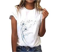 Maglietta estiva da donna, a maniche corte, con scollo rotondo, con stampa floreale colorata, maglietta a maniche corte, per il tempo libero, per le donne