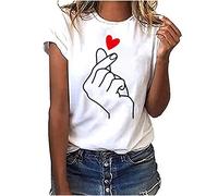 Maglietta estiva da donna, a maniche corte, con scollo rotondo, con stampa floreale colorata, maglietta a maniche corte, per il tempo libero, per le donne