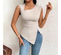 Maglietta estiva da donna, casual ed elegante per le vacanze, la vita di tutti i giorni, gli incontri in strada, di colore solido, con vita stretta e vestibilità aderente L,M,S,XSColore unicoTessuto i