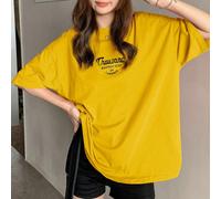 Maglietta estiva da donna con stampa di lettere "Thousand MASTERPIECES OF LABORER", oversize, a maniche corte, per uso quotidiano L,M,S,XL,XXLsloganTessuto