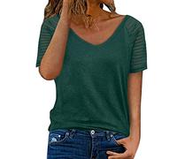 Maglietta estiva da donna, elegante, senza maniche, a maniche corte, con scollo a V, estiva, a girocollo, per ragazze, maglione a tunica con top da donna, Ag., L