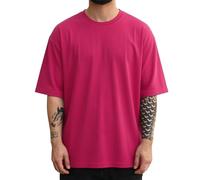 Maglietta estiva da uomo, a maniche corte, tinta unita, alla moda, in cotone, da escursionismo, basic, streetwear, alla moda, per palestra, tinta unita, casual, per il tempo libero, O Rosa Caldo, M