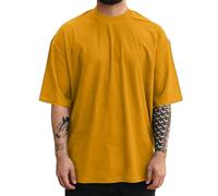 Maglietta estiva da uomo, a maniche corte, tinta unita, alla moda, in cotone, da escursionismo, basic, streetwear, alla moda, per palestra, tinta unita, casual, per il tempo libero, O giallo, L