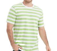 Maglietta estiva da uomo a righe, stile marinaio, casual, con scollo rotondo, a maniche corte, progettata per comfort e traspirabilità nella stagione calda (M verde chiaro)