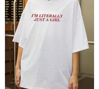 Maglietta estiva oversize e casual con la scritta "Sono davvero una ragazza", che mette in mostra la tua fiducia e il tuo fascino unico! L,M,S,XL,XSsloganPoliestere