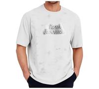 Maglietta europea Batik da uomo di qualità a maglia con scollo rotondo, maniche corte per un comfort sportivo per il tempo libero, bianco, 3XL