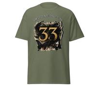 Maglietta Expedition 33 - Emotional Cycle Tributo | Simbolico "33" con Farfalle Fan Design | Maglietta in cotone unisex ispirata ai giochi di ruolo, Verde Militare, L