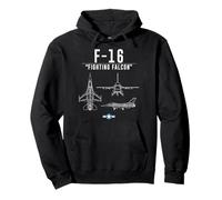 Maglietta F-16 militare Air Force F16 Fighter Jet Tee Felpa con Cappuccio
