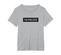 Maglietta Faithless Motivational Fedele Maglietta, Donna Plus-Size, Grigio Melange, 1X