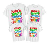 Maglietta Family Please Be Patient Autism Awareness Day Tee Spectrum...