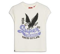 Maglietta fantasy da donna con maniche e motivo a poster Superdry Blanc S