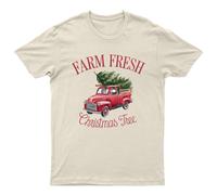 Maglietta Farm Fresh Christmas Tree Unisex Regalo Retrò Divertente Donna...