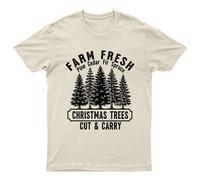 Maglietta Farm Fresh Christmas Trees Unisex Regalo Retrò Divertente Donna...