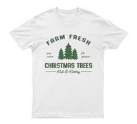 Maglietta Farm Fresh Christmas Trees Unisex Regalo Retrò Stagionale...