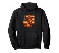 Maglietta Football Americano Struzzo Divertente US-Flag Felpa con Cappuccio
