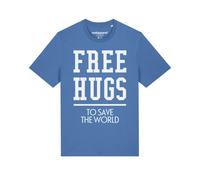Maglietta 'Free hugs to save the world' Uomo Watapparel XXXL blu chiaro / bianco