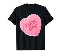 Maglietta FUCK OFF con cuore rosa caramella per single Maglietta