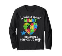 Maglietta Fun Heart Puzzle Mommy Autism Awareness Family Support Maglia a Manica